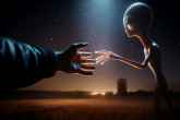 Close Encounter Between Alien And Human